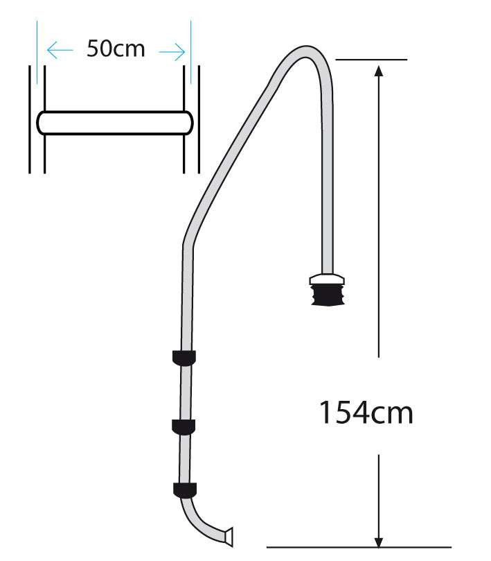 Standard Edelstahl Leiter für eingelassene Stahlwandpools 3 Stufig Belastbar bis 150KG