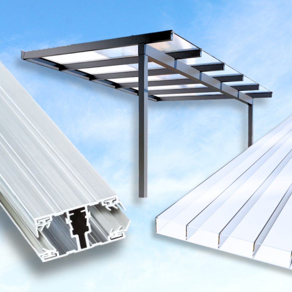 Dachhaut Alu/Alu mit Polycarbonat Stegplatten 16mm Diamantika glasklar