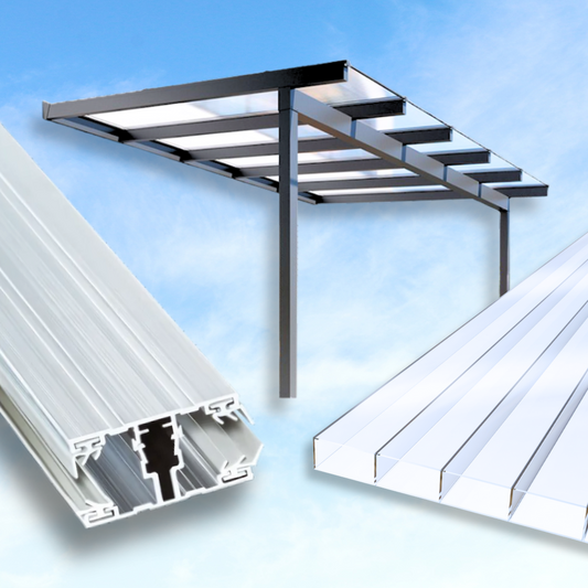 Dachhaut Alu/Alu mit Polycarbonat Stegplatten 16mm Diamantika glasklar