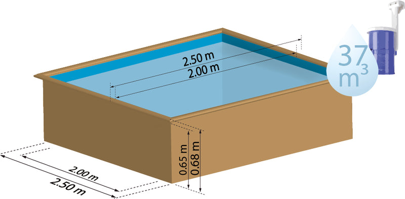 GRE Pool Komplettset aus Echtholz City Viereck 225 x 225 x 68 cm