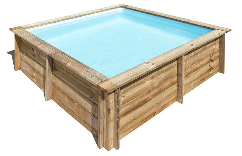 GRE Pool Komplettset aus Echtholz City Viereck 225 x 225 x 68 cm