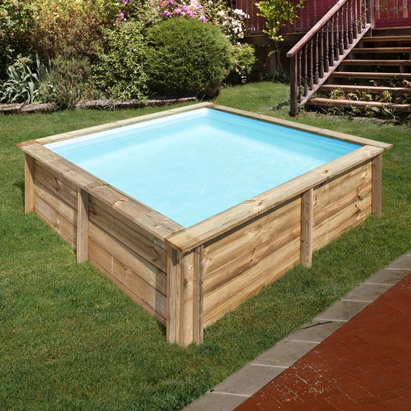 GRE Pool Komplettset aus Echtholz City Viereck 225 x 225 x 68 cm