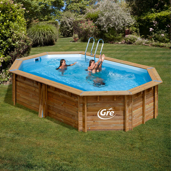 GRE Pool Komplettset aus Echtholz Grenade 2 Oval 436 x 336 x 117 cm