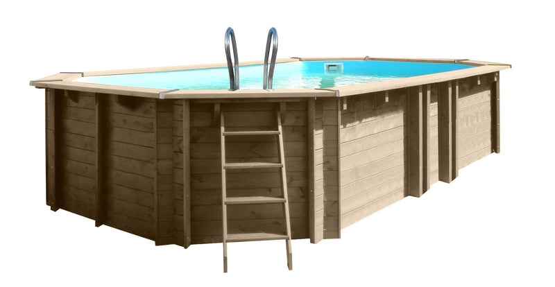 GRE Pool Komplettset aus Echtholz Vermela Oval 672 x 472 x 146 cm