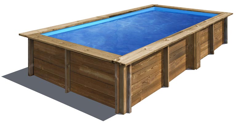 GRE Pool Komplettset aus Echtholz Lemon Quadrat 375 x 200 x 68 cm