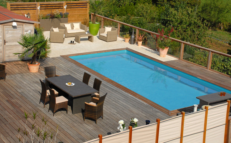 GRE Pool Komplettset aus Echtholz Evora Rechteck 620 x 420 x 133 cm