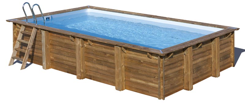 GRE Pool Komplettset aus Echtholz Evora Rechteck 620 x 420 x 133 cm