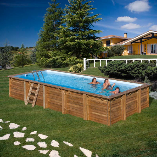 GRE Pool Komplettset aus Echtholz Braga Rechteck 815 x 421 x 146 cm