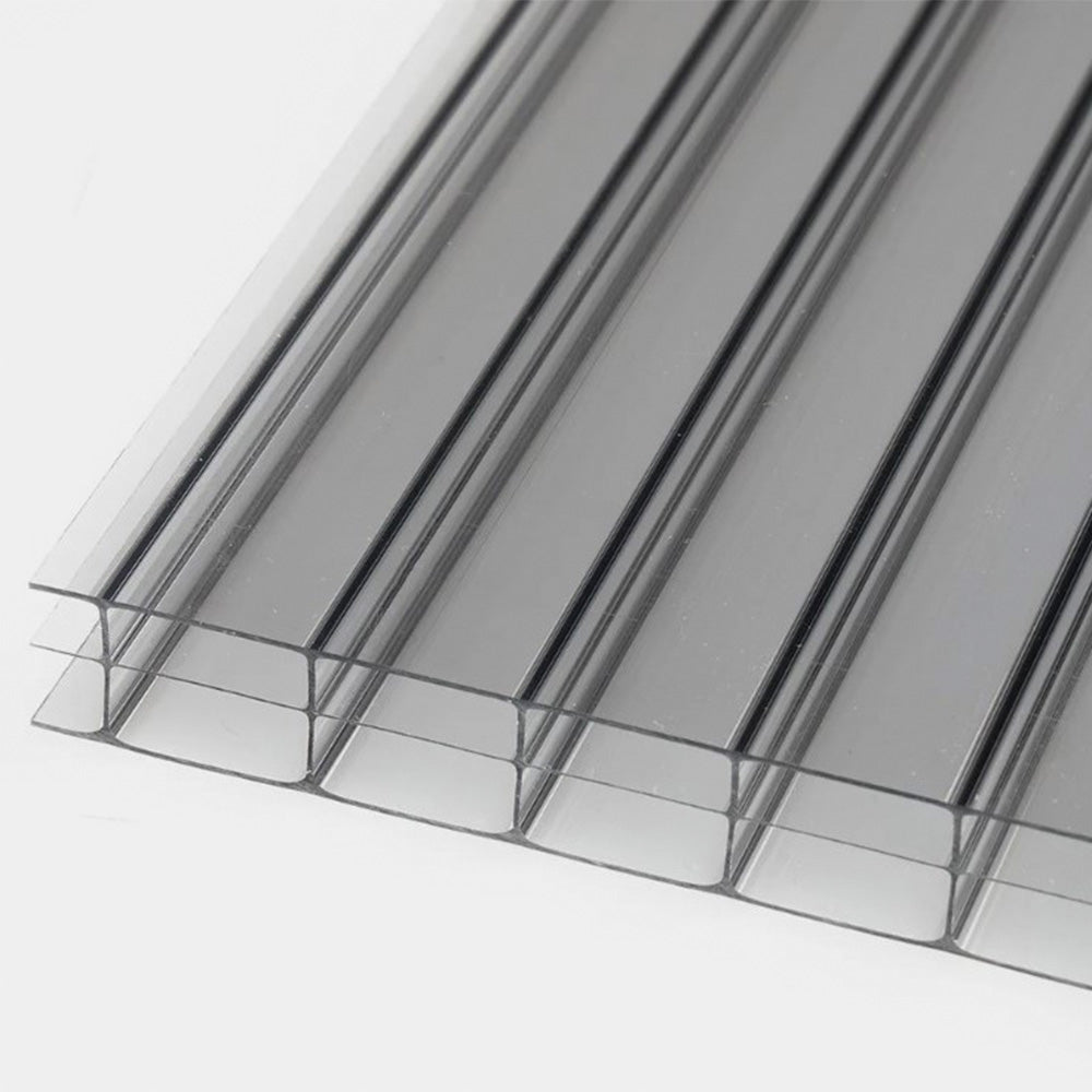 Dachhaut Alu/Alu mit Polycarbonat Stegplatten 16mm 3-fach Struktur anthrazit