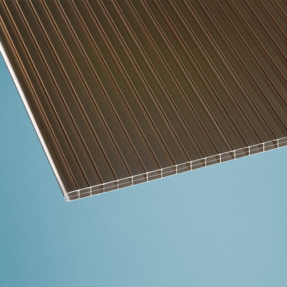 Dachhaut Alu/Alu mit Polycarbonat Stegplatten 16mm 3-fach Struktur braun/bronze