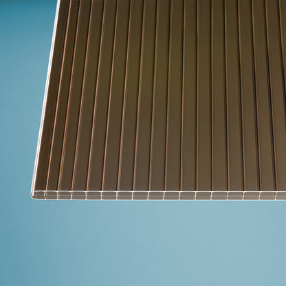 Dachhaut Alu/Alu mit Polycarbonat Stegplatten 16mm 3-fach Struktur braun/bronze