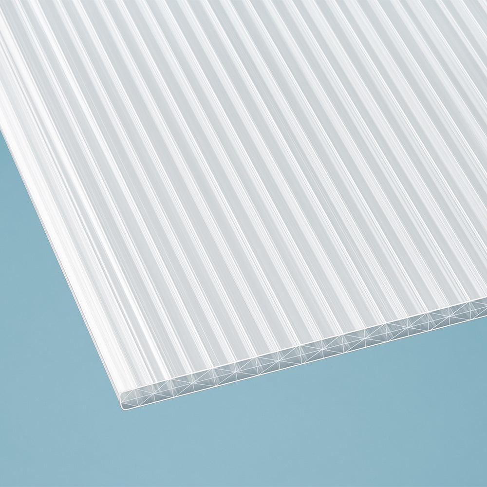 Dachhaut Alu/Alu mit Polycarbonat Stegplatten 16mm X-Struktur opal/weiß