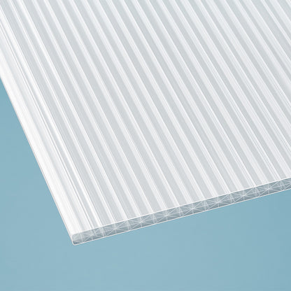 Dachhaut Alu/Alu mit Polycarbonat Stegplatten 16mm X-Struktur opal/weiß