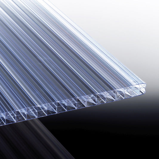 Doppelstegplatte 25 mm Polycarbonat 5-fach X-Struktur glasklar Wärmedämmung