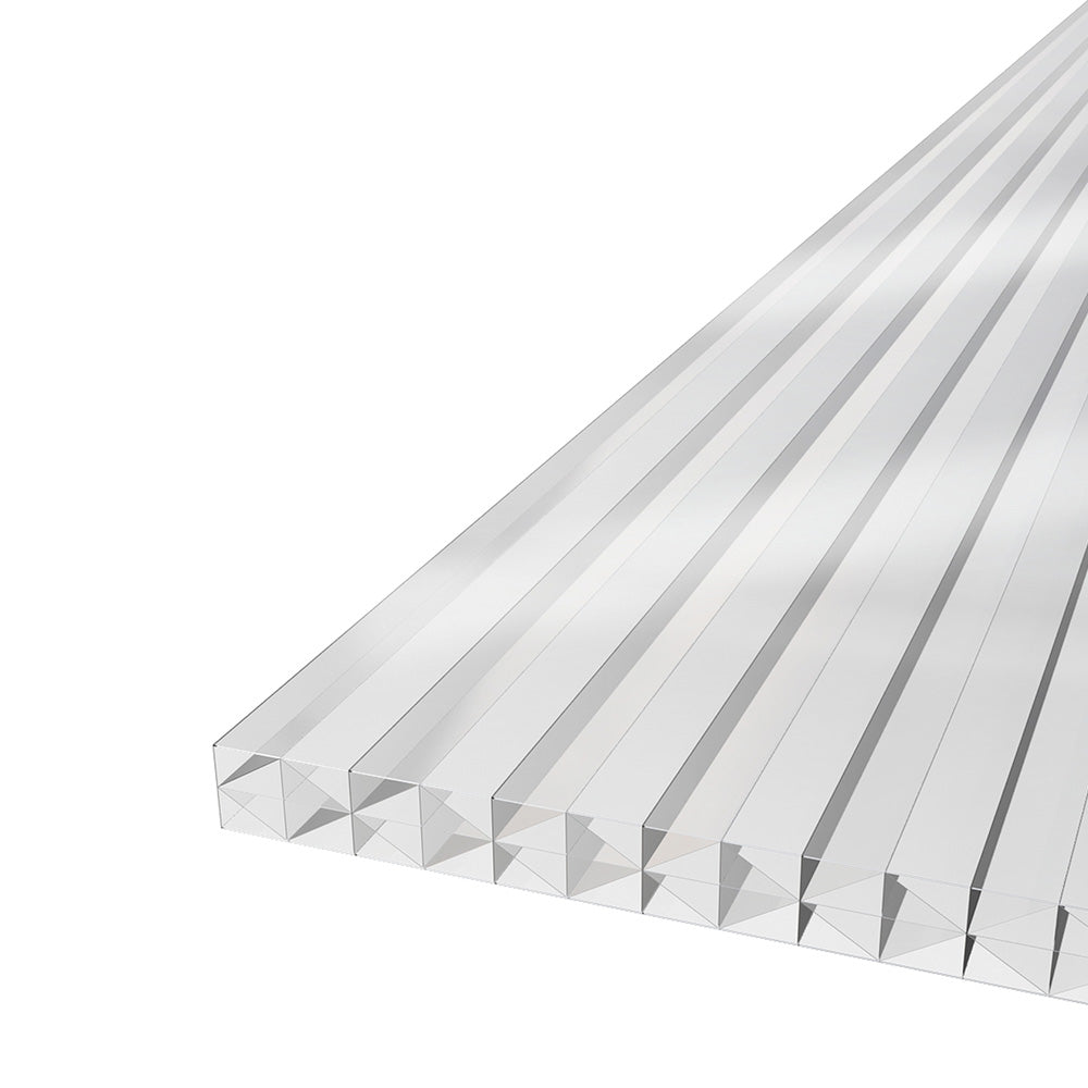 Doppelstegplatte 25 mm Polycarbonat 5-fach X-Struktur glasklar Wärmedämmung