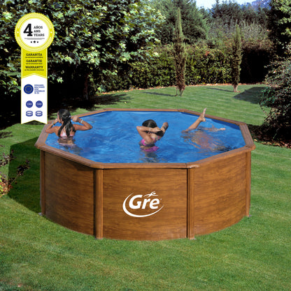 GRE Rundformbeckenset Holzoptik Pacific Ø 350 x 120 cm