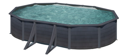GRE Ovalformbeckenset Graphiteoptik Kea 610 x 375 x 120 cm