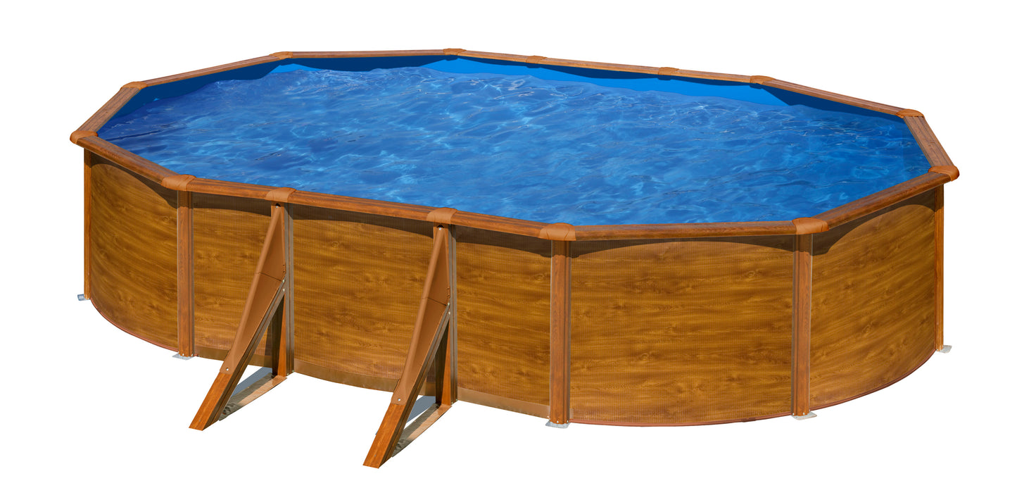 GRE Ovalformbeckenset Holzoptik Pacific 610 x 375 x 120 cm