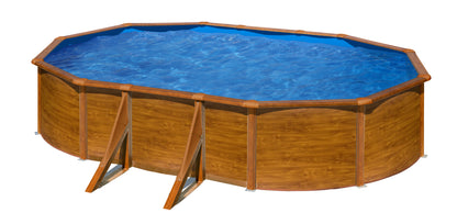 GRE Ovalformbeckenset Holzoptik Pacific 610 x 375 x 120 cm