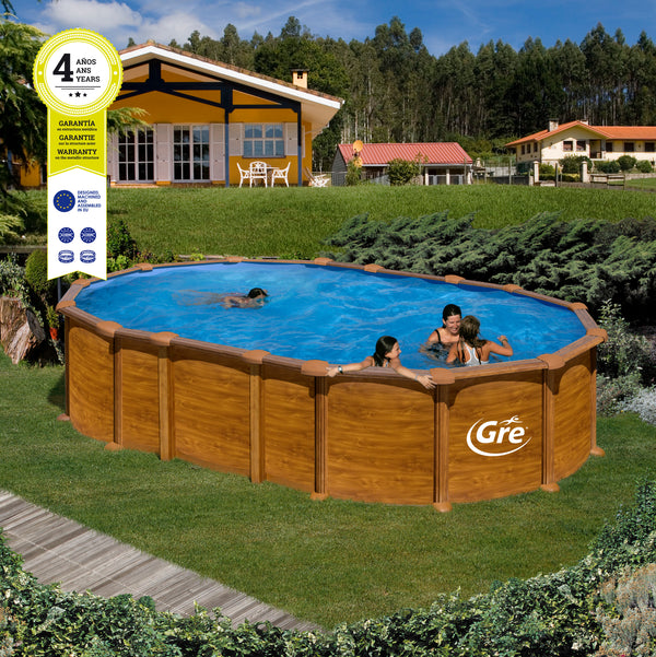 GRE Ovalformbeckenset Holzoptik Amazonia OMEGA 610 x 375 x 132 cm