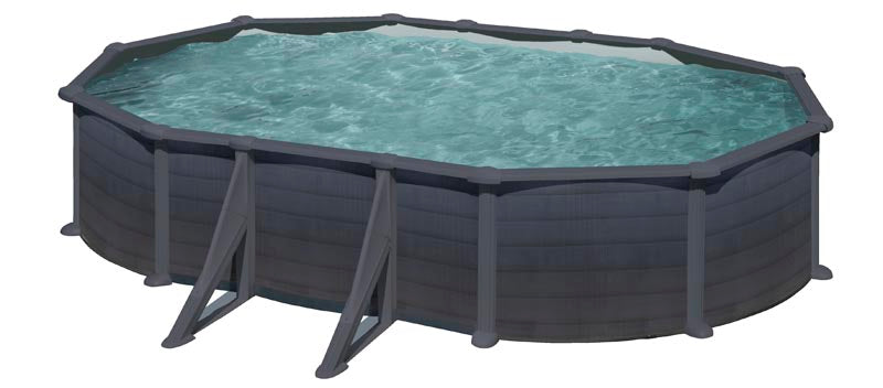 GRE Ovalformbeckenset Graphiteoptik Granada 610 x 375 x 132 cm