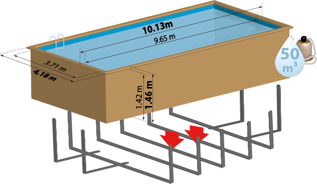 GRE Pool Komplettset aus Echtholz Mint Rechteck 1010 x 418 x 146 cm