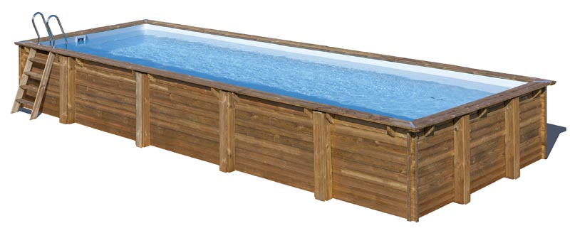 GRE Pool Komplettset aus Echtholz Mint Rechteck 1010 x 418 x 146 cm