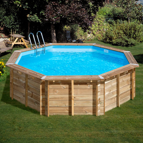 GRE Pool Komplettset aus Echtholz Violette 2 Ø 500 x 127 cm
