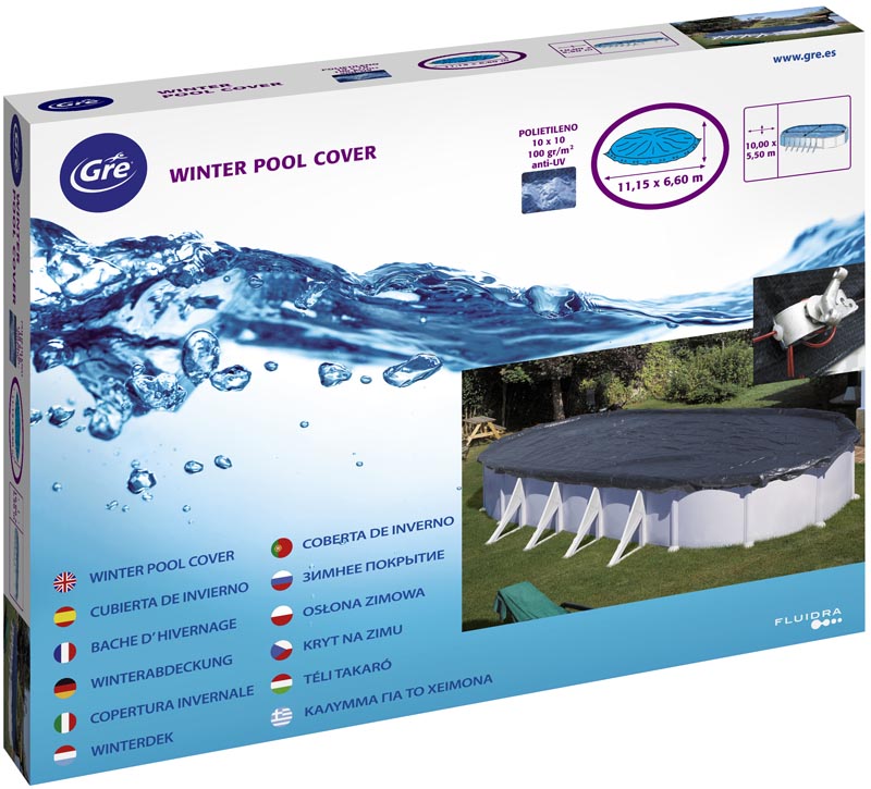 GRE Winterabdeckplane 120g/m² für Stahlwandpools Ovalformbecken