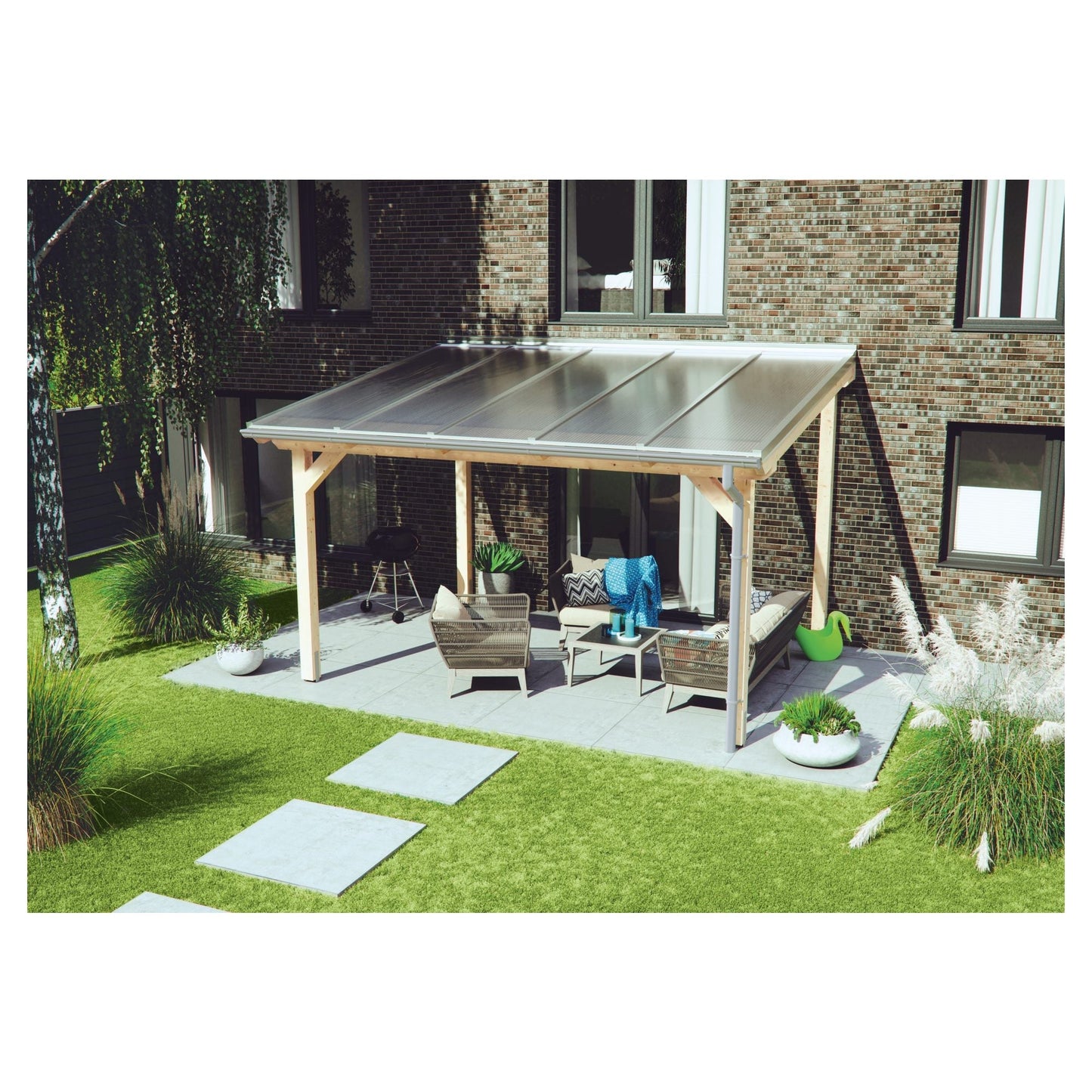Terrassendachbausatz mit Stegplatten extra breite Kammern 16 mm