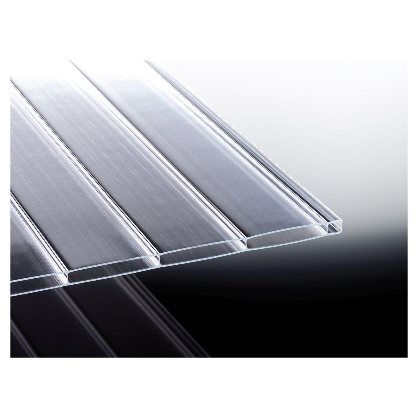 Doppelstegplatte 16mm Acrylglas glasklar HIGHLUX Detailansicht Stegstruktur