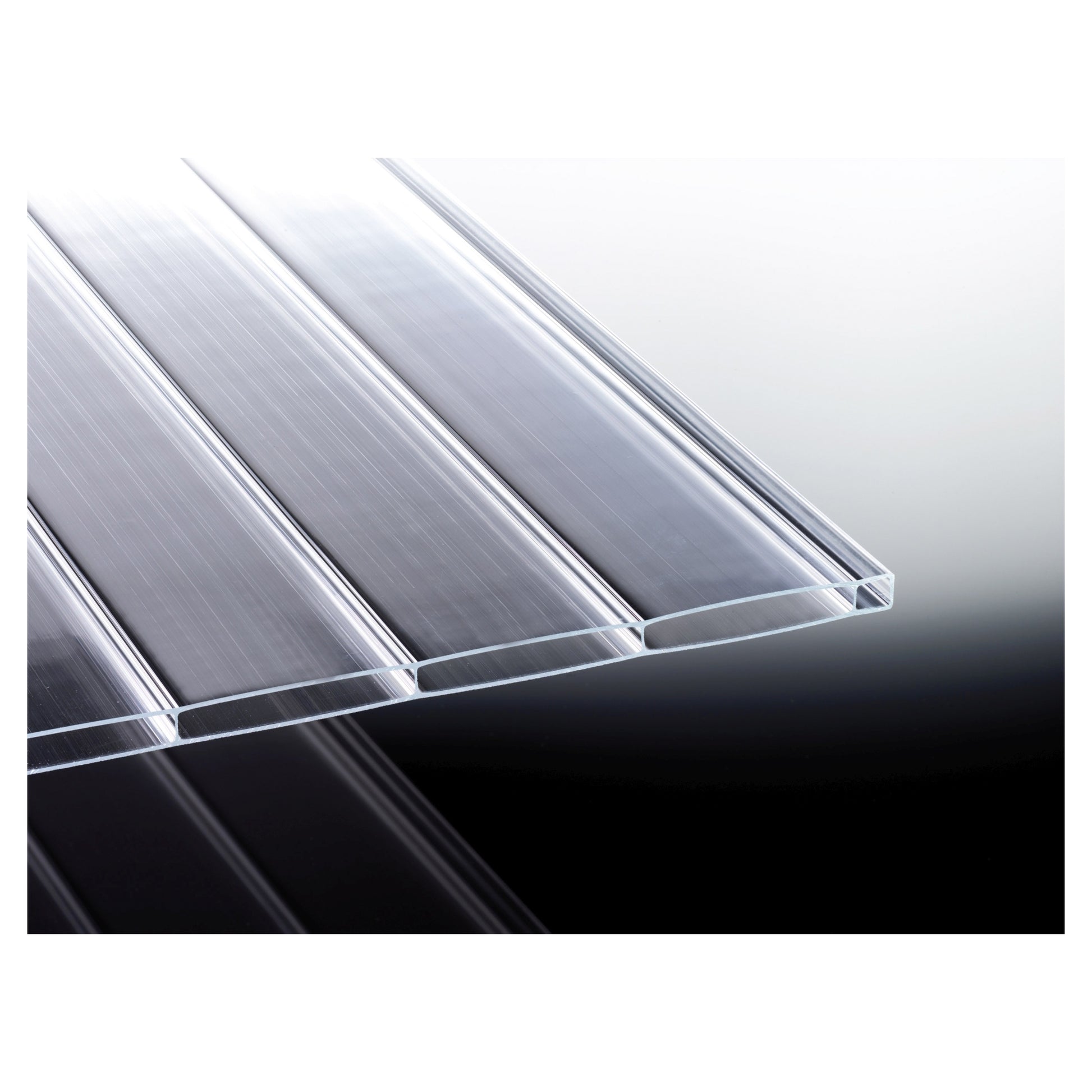 Doppelstegplatte 16mm Acrylglas glasklar HIGHLUX Detailansicht Stegstruktur